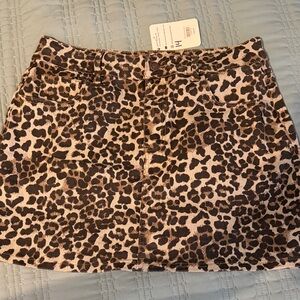 Leopard Print Mini Skirt - Brown/Pink